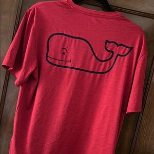 Vineyard Vines Red Short Sleeve Tee with Whale Graphic